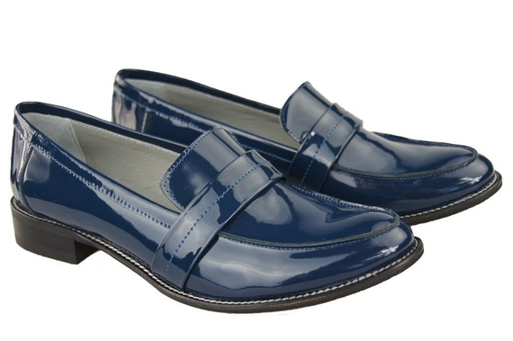 Schuhe Damen Mokassins Naturleder Marineblauer Lack 139 ElitaBut