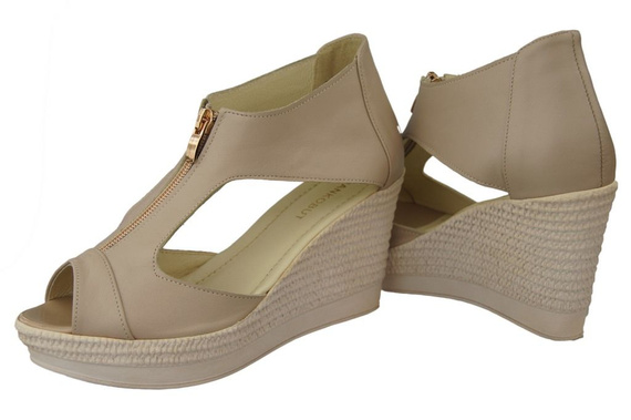 Schuhe Damen Sandalen Keil Naturleder Cappuccino Lico 993 ElitaBut