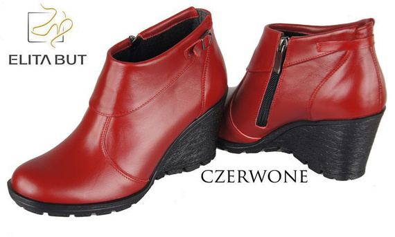 Damenschuhe Keilstiefel, Naturleder, Rot 739 ElitaBut