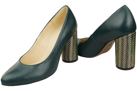 Damenschuhe Malachit Pumps Naturleder Bunter Zierabsatz 194 ElitaBut