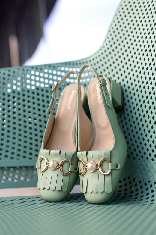 Damenschuhe Minze Sandalen mit Fransen verziert Naturleder 208 ElitaBut