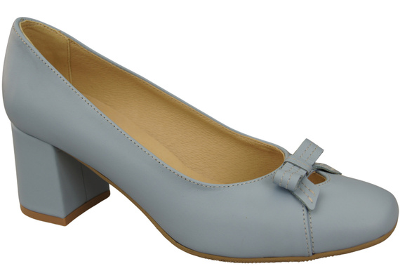 Damen Pumps mit Schleife Hellblau Naturleder und niedrigem Absatz 203 ElitaBut