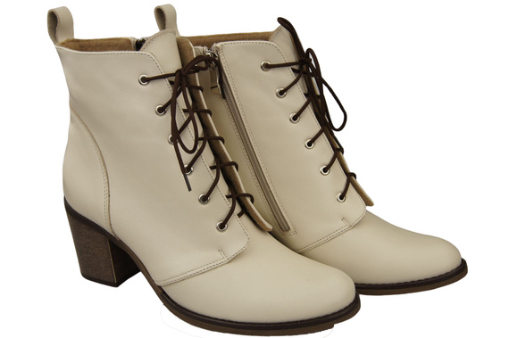 Damen Winter-Schnürstiefel, Naturleder, Beige 188 von ElitaBut