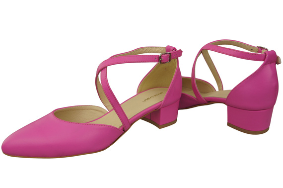 Damen Sandalen Echtleder Fuchsie mit Riemen Niedriger Absatz 223 ElitaBut