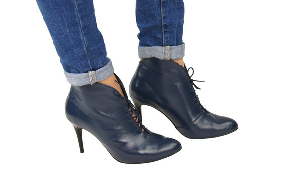 Damenstiefel Frühling/Herbst, Naturleder, Marineblau 955 ElitaBut