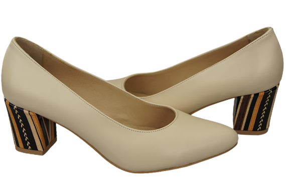Damenschuhe Beige Pumps Naturleder mit Zierabsatz 158 ElitaBut