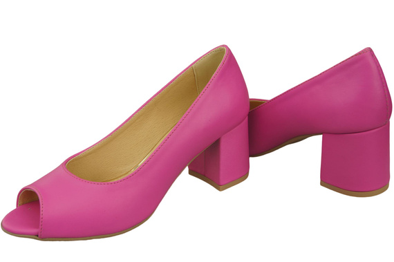 Damenschuhe PEEP TOE Fuchsia Pumps Naturleder mit beschichtetem Absatz 192 ElitaBut