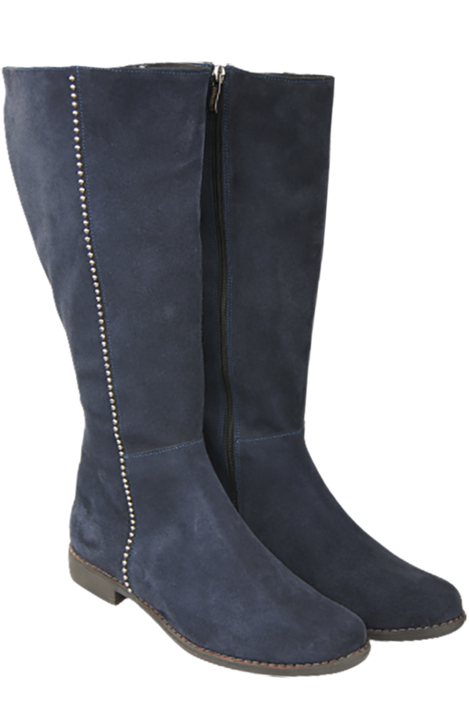 Schuhe Damenstiefel, Naturleder, Velours 153, Marineblau ElitaBut