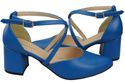 Elegante Blau Ledersandalen mit offener Seite und stabilem Absatz 218 ElitaBut