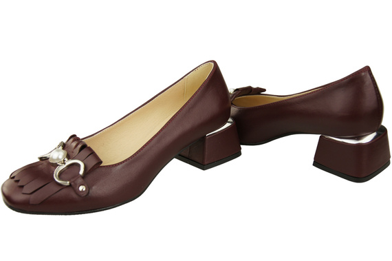 Damenschuhe Pumps mit Fransen verziert Burgund Naturleder 195 ElitaBut