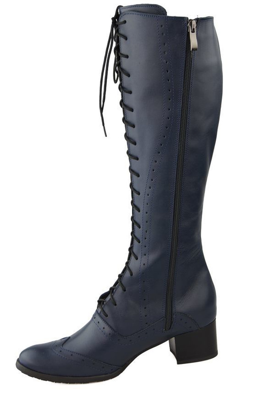 Damenschuhe Schnürstiefel, Naturleder, Marineblau 595 ElitaBut