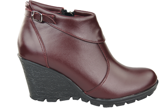 Damenschuhe Keilstiefel, Naturleder, Burgund 739 ElitaBut