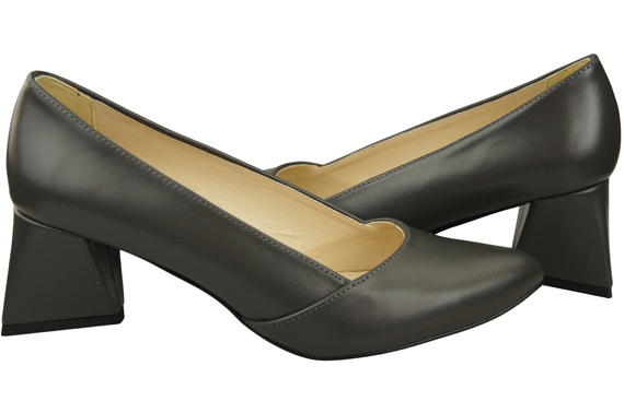 Damen Pumps Graphit Echtleder Spitz Zehen Absatz ElitaBut 221