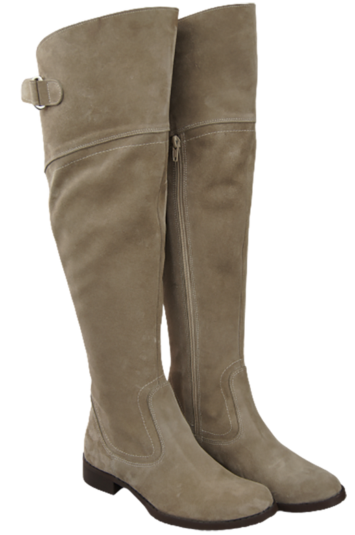 Schuhe Damenstiefel Stiefel Overknee-Stiefel, Naturleder, Velours, Beige 154 ElitaBut