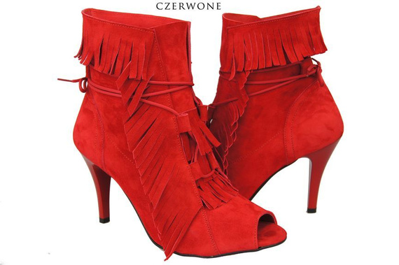 Damenschuhe Peep-Toe-Stiefeletten, natürliches Wildleder, Rot 964 ElitaBut