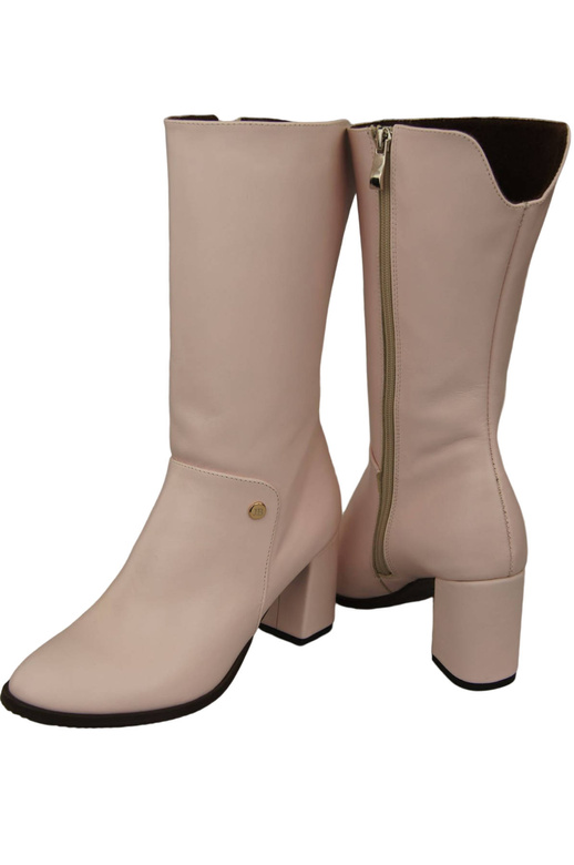 Schuhe Halbhohe Damenstiefel, Naturleder, Puderrosa 189 ElitaBut