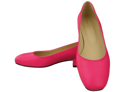 Bequeme Frauen Schuhe Neon Rosa Flats Natural Leder 204 ElitaBut
