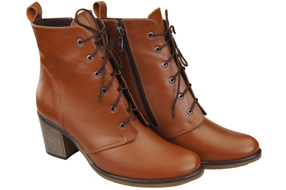 Damen Winter-Schnürstiefel, Naturleder, Braun 188 von ElitaBut