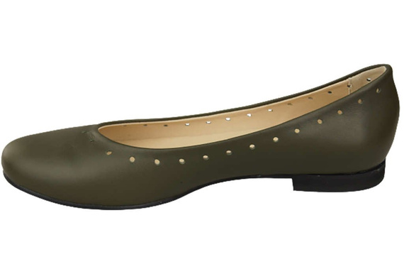 Damenschuhe Bequeme Ballerinas, Naturleder, Oliv 162 ElitaBut