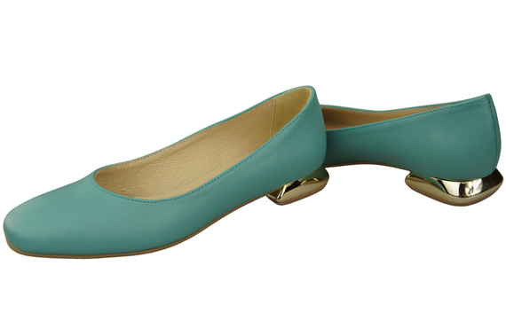Flache Frauen Schuhe Türkis Dekorative Ferse Naturleder 209 ElitaBut