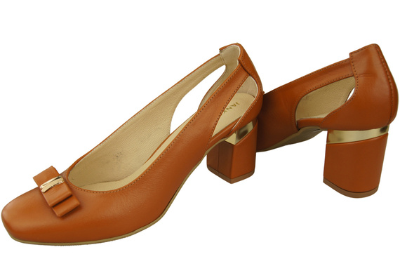 Schuhe Damen Rostbraun Pumps aus Naturleder mit dekorativem Absatz 199 ElitaBut