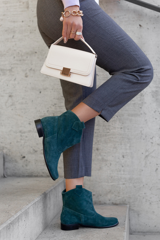 Schuhe Damen-Stiefeletten Frühling/Herbst Naturveloursleder Malachit 132 L ElitaBut