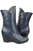 Damen-Keilstiefel, Naturleder, Marineblau 750 ElitaBut