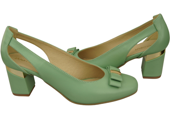 Schuhe Damen Mint Pumps aus Naturleder mit dekorativem Absatz 199 ElitaBut
