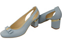 Schuhe Damen Hellblau Pumps aus Naturleder mit dekorativem Absatz 199 ElitaBut