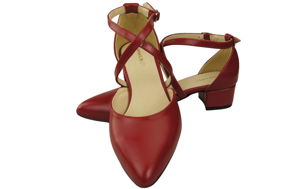 Damen Sandalen Echtleder Rot mit Riemen Niedriger Absatz 223 ElitaBut