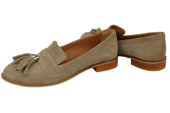 Schuhe Damen Mokassins Naturveloursleder Beige 134 ElitaBut