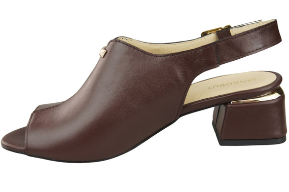 Damenschuhe Schokoladensandalen, goldene Schnalle, Naturleder 198 ElitaBut
