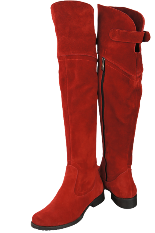 Schuhe Damenstiefel Stiefel Overknee-Stiefel, Naturleder, Velours, Rot 154 ElitaBut