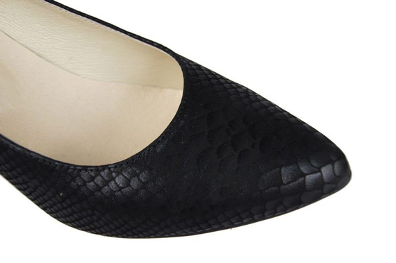 Damenschuhe Pumps, Naturleder, Schuppenmotiv, Schwarz 927 ElitaBut