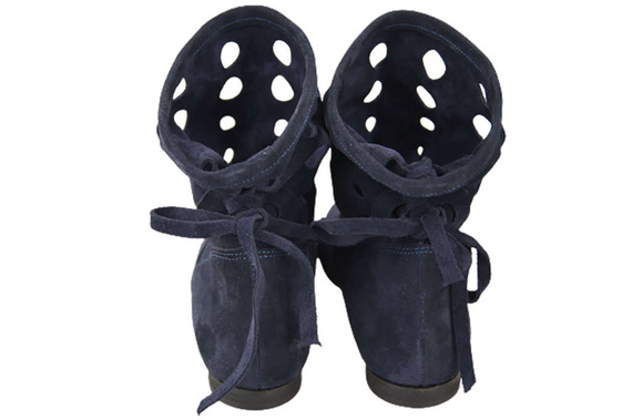 Schuhe Damen-Stiefeletten, natürliches Veloursleder, Marineblau 160 ElitaBut