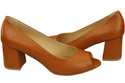 Damenschuhe PEEP TOE Pumps aus rotem Naturleder mit beschichtetem Absatz 192 ElitaBut