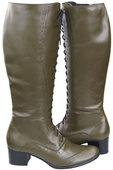 Damenschuhe Schnürstiefel, Naturleder, Olive 595 ElitaBut