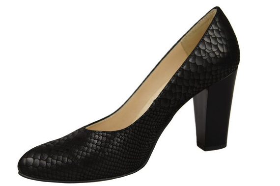 Damenschuhe Pumps, Naturleder, Schuppenmotiv, Schwarz 926 ElitaBut