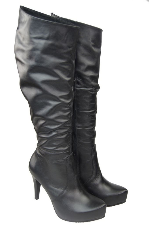 Damen-Plateaustiefel, Naturleder, Schwarz 120 ElitaBut