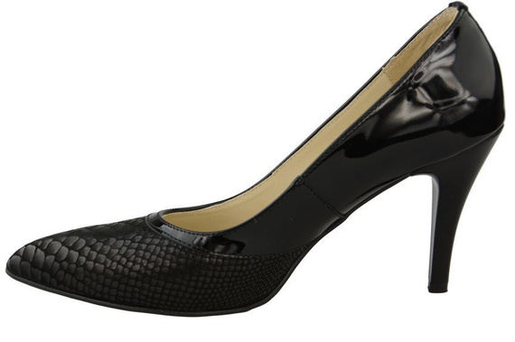 Damenschuhe Pumps mit Schuppenmotiv, Naturleder, Schwarz 951 ElitaBut