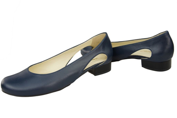 Damen-Ballerinas Marineblau, Naturleder 103 ElitaBut