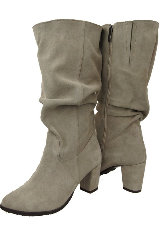 Schuhe Damenstiefel, Naturleder, Velours 141 Beige ElitaBut