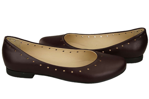 Damenschuhe Bequeme Ballerinas, Naturleder, Burgunderrot 162 ElitaBut