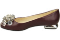Damen Burgund Pumps mit Kristallen flach Naturleder 216 ElitaBut