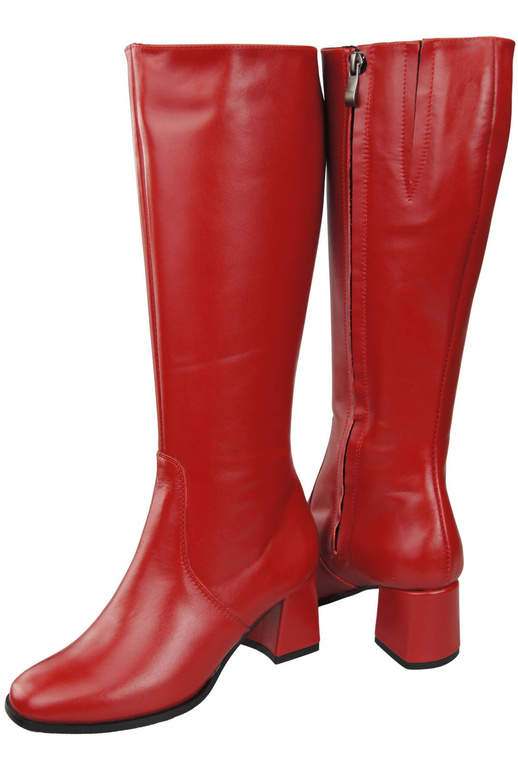 Bequeme Damen Rot Niedrig Absatz Stiefel Naturleder 212 ElitaBut