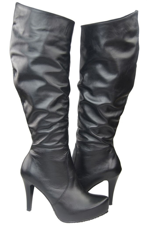 Damen-Plateaustiefel, Naturleder, Schwarz 120 ElitaBut