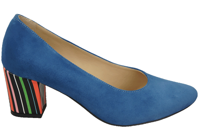 Damenschuhe Pumps Blau Natürliches Wildleder Dekorativer Absatz 158 von ElitaBut