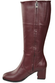 Bequeme Damen Burgund Niedrig Absatz Stiefel Naturleder 212 ElitaBut