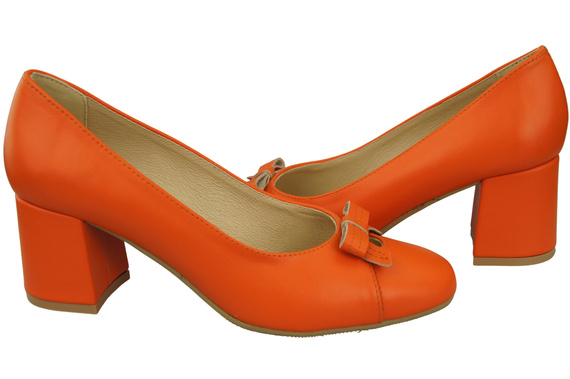 Damen Pumps mit Schleife Orange Naturleder und niedrigem Absatz 203 ElitaBut
