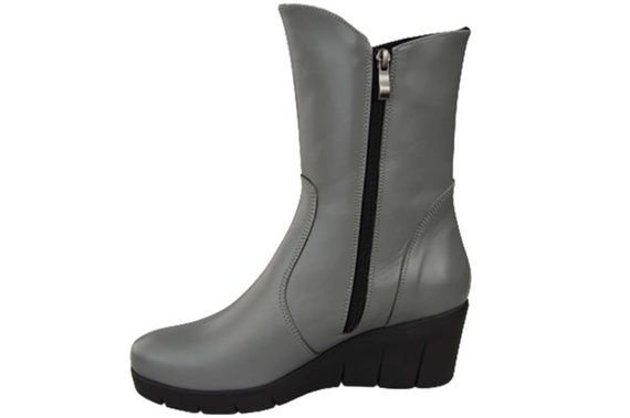 Damen-Keilstiefel, Naturleder, Grau 178 ElitaBut